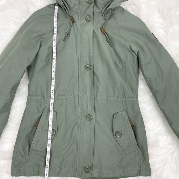 COLUMBIA Cotton Blend Spring/Fall Jacket Sage Green with Brown Leather Detail - Picture 13 of 16